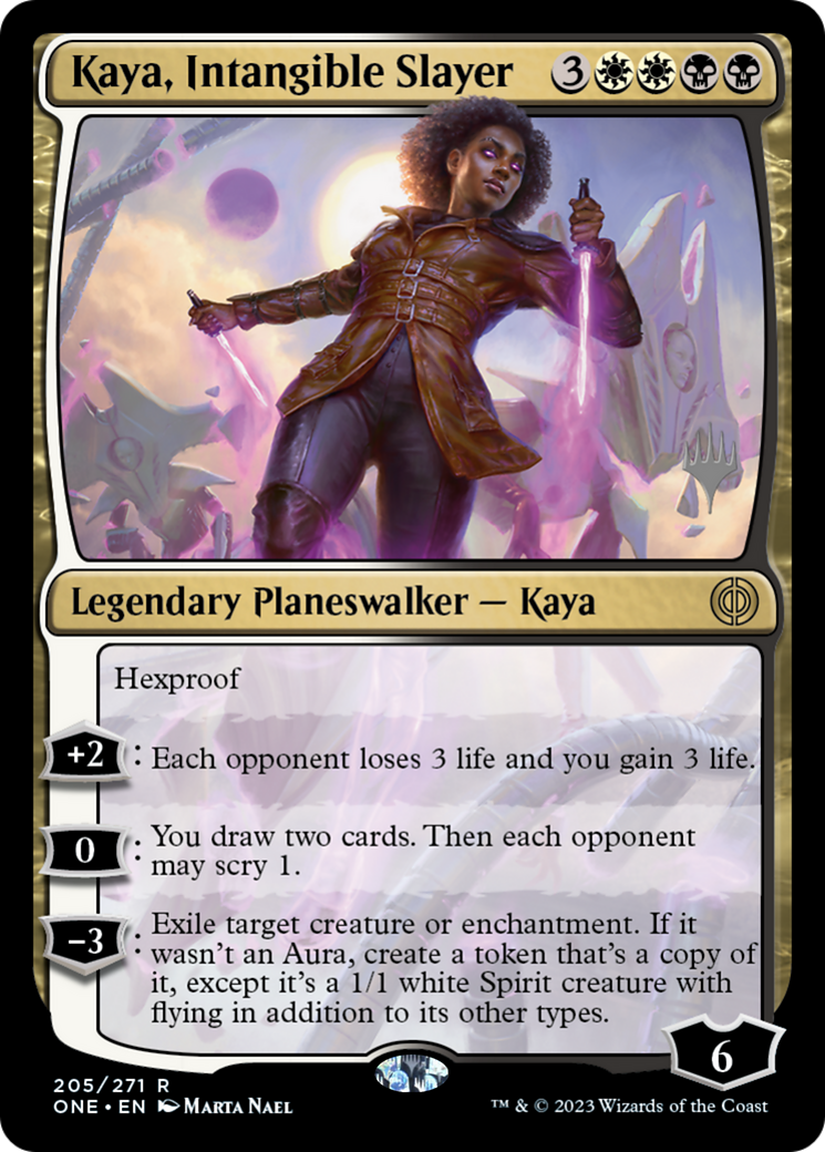 Kaya, Intangible Slayer (Promo Pack) [Phyrexia: All Will Be One Promos] Español